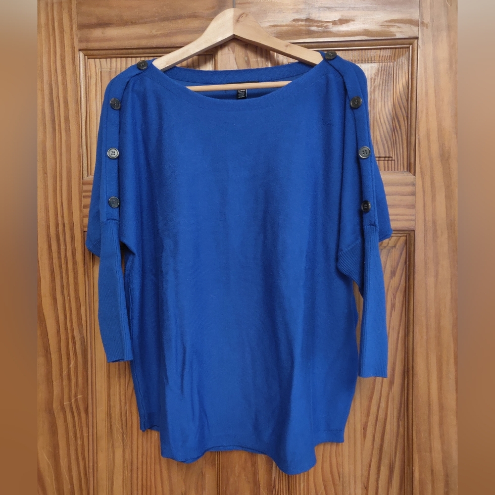 Cable & Gauge Royal Blue Sweater with Button Accents